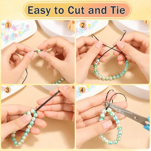 Miniatura 4 de PAXCOO 1.4 MM de cuerda elástica para pulseras, cuerda mágica elástica para pulseras de la amistad, collares, cuentas de arcilla, cuentas de pony