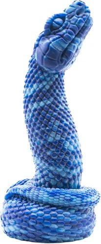 Miniatura 6 de Nathara Snake - Consolador con ventosa, diseño de mármol azul oscuro/azul claro, hecho a mano en los Estados Unidos, juguetes sexuales para adultos
