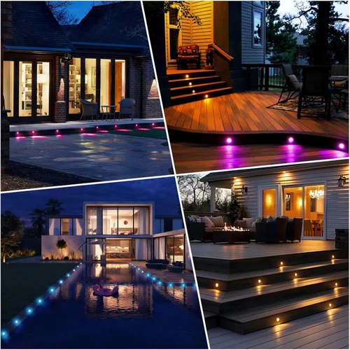 Miniatura 8 de Kit de luces LED para cubierta FVTLED, 10 piezas Φ1.22 WiFi Smart Phone Control de bajo voltaje empotrable RGBW para iluminación de cubierta Rgbw