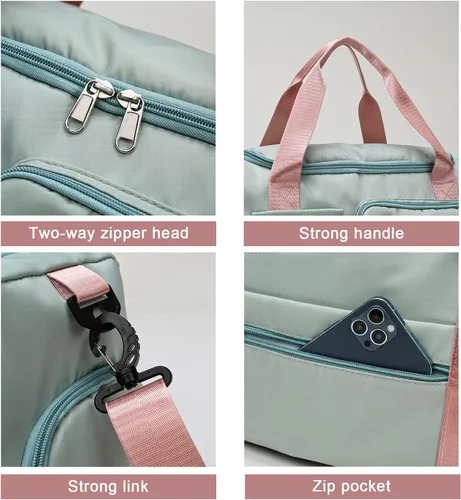 Miniatura 325 de Pequeña bolsa de gimnasio para mujer, bolsa de viaje con compartimento para zapatos