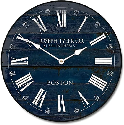 ArogGeld Barnwood - Reloj de pared con números romanos de 12 pulgadas, color azul marino, silencioso, redondo, ideal para cocina, sala de estar,