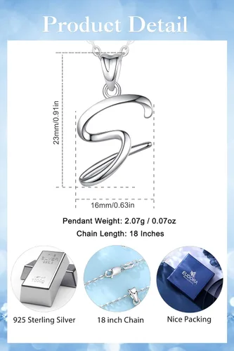 Miniatura 218 de EUDORA Collares de plata esterlina con inicial para mujer, regalos clásicos de 26 letras sin cuello para niñas, hermana, madre hija, cadena de 18