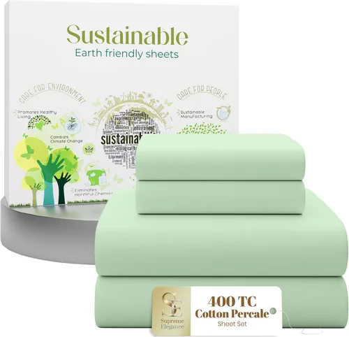 Miniatura 21 de Purity Home - Juego de sábanas 100% algodón de 400 hilos, percal refrescante, con bolsillo profundo elástico, ropa de cama de 3 piezas, lujo