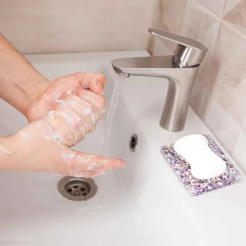 Miniatura 5 de Jabonera rectangular hecha a mano con piedras para decoración de ducha y baño, bandeja de jabón natural para mantener el jabón seco, accesorios