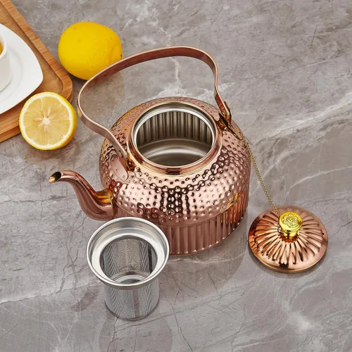 Miniatura 9 de SANQIAHOME Tetera antigua de acero inoxidable de 1.2L (40Oz) con infusor de cobre