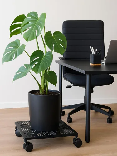 Miniatura 9 de Paquete de 1 carrito cuadrado de metal de 12 pulgadas con ruedas, soporte grande para plantas rodantes para interiores y exteriores, carrito