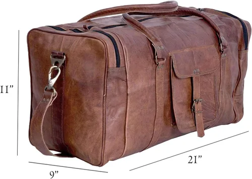 Miniatura 6 de KPL Bolsa viajera de piel vintage de 21 pulgadas, para deportes, oferta de fin de semana