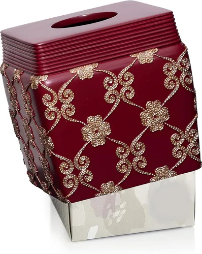 Miniatura 5 de Popular Bath Caja de pañuelos, colección Vlegant Rosa, Borgoña/Oro