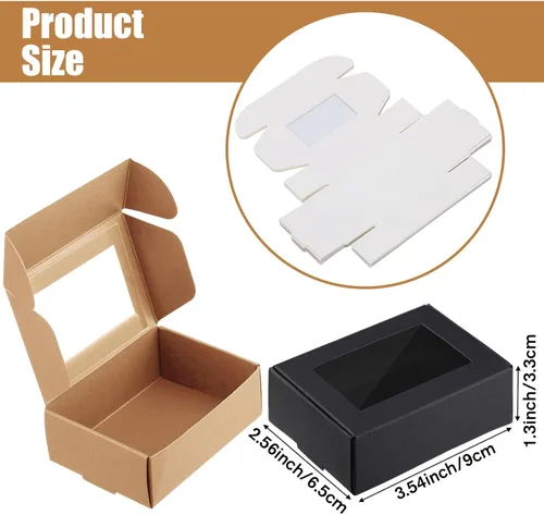 Miniatura 2 de Zonon 30 cajas de jabón para embalaje casero, mini cajas de regalo de papel kraft con ventana para panadería, dulces, jabón, embalaje de regalo