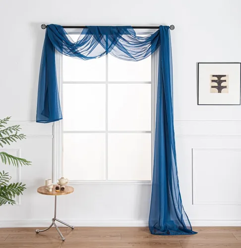 Miniatura 8 de WPM - Bufanda negra para ventana, cenefa extra larga y transparente para ventana, 38 pulgadas de ancho x 216 pulgadas de largo, cenefas de gasa