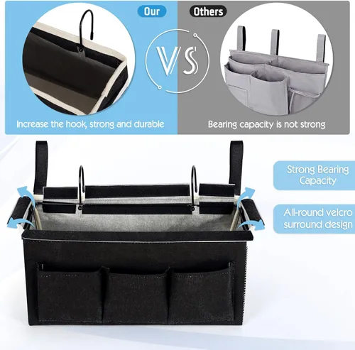 Miniatura 5 de Organizador de almacenamiento para cabecera/Bolsa de almacenamiento colgante para cabecera, literas, dormitorios, soporte para libros, teléfono