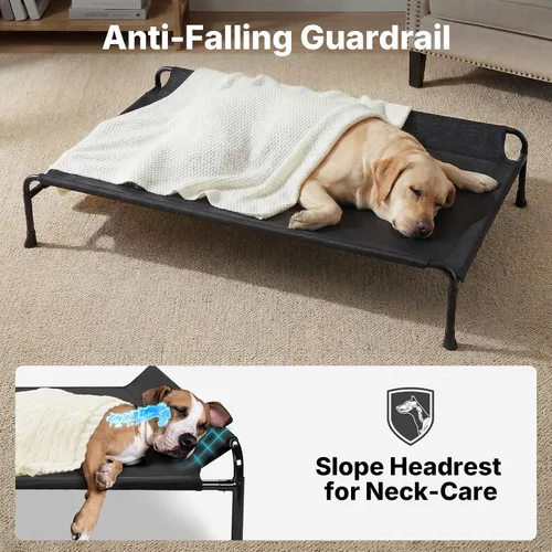 Miniatura 2 de Veehoo Cama para perros al aire libre, camas elevadas para perros grandes, cama elevada para perros con reposacabezas, cuna refrescante lavable