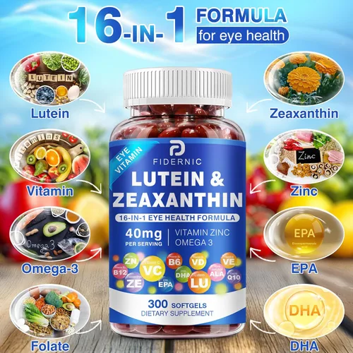 Miniatura 4 de Suplemento de luteína y zeaxantina AREDS 2 Plus+, vitaminas para los ojos, 40 mg de luteína y 8 mg de zeaxantina con vitaminas C, E, zinc, omega-3