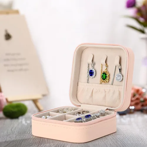 Miniatura 2 de LETURE Joyero pequeño organizador de 3 piezas para mujeres, viajes, mini organizador portátil de joyería de viaje, caja de almacenamiento