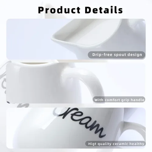 Miniatura 8 de ONTUBE Crema de porcelana, jarra de crema de leche de cerámica de 12 oz (blanco)