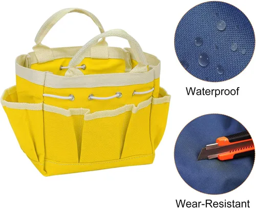 Miniatura 4 de HARFINGTON Bolsa de herramientas de jardín pequeña de 7.5 x 4 x 5 pulgadas, Oxford impermeable con bolsillos, bolsa de mano de jardín, organizador
