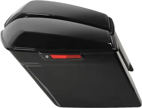 Miniatura 2 de TCT-MOTORPARTS - Alforja extensa de 5 pulgadas con pestillos negros, color negro brillante Negro vívido con pestillos negros