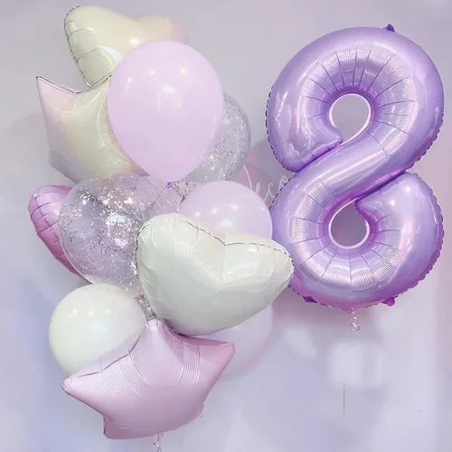 Miniatura 6 de Globos morado pastel de número 12, 40 pulgadas, globos gigantes de aluminio, de mylar, número 1 y 2, para niñas de 12 años, globos lilas