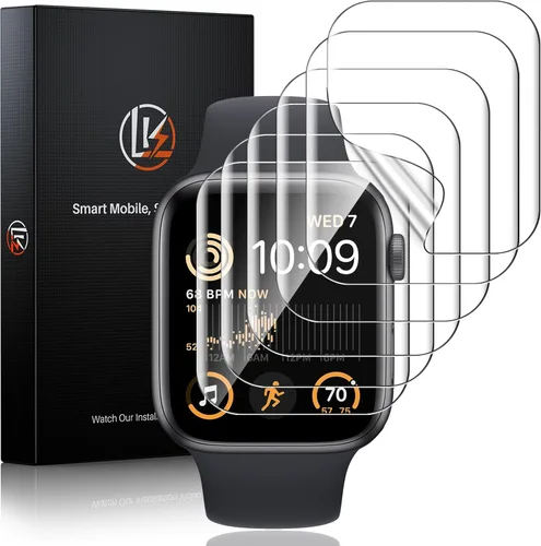 Miniatura 11 de LK Pack de 6 para Apple Watch 41mm / 40mm Protector de Pantalla (Series 8 & 7 & 6) [Película Flexible Mejorada] Auto-reparable, Protector de Azul