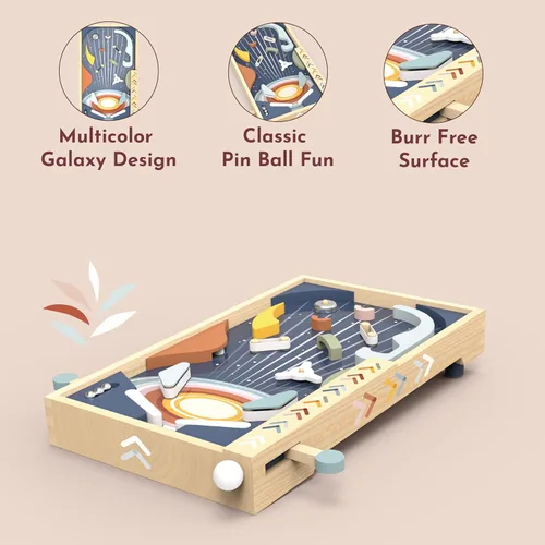 Miniatura 5 de SPEEDY MONKEY Máquina de pinball de madera de juguete para juegos familiares Juego de arcade de mesa con diseño clásico de galaxia Apoya
