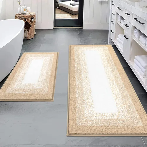 Miniatura 24 de Juegos de alfombras de baño de 3 piezas, alfombras de baño antideslizantes absorbentes, alfombras de baño de felpa extra suaves y esponjosas
