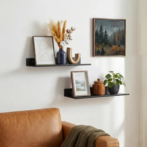 Miniatura 2 de Z metnal Estantes decorativos pequeños, mini estante flotante de exhibición de pared para altavoces inteligentes coleccionables, aluminio, montaje