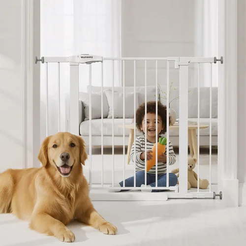 Miniatura 11 de Puerta de bebé para escaleras, puerta de perro de cierre automático de 26 a 40 pulgadas para puertas, puerta infantil montada a presión con puerta