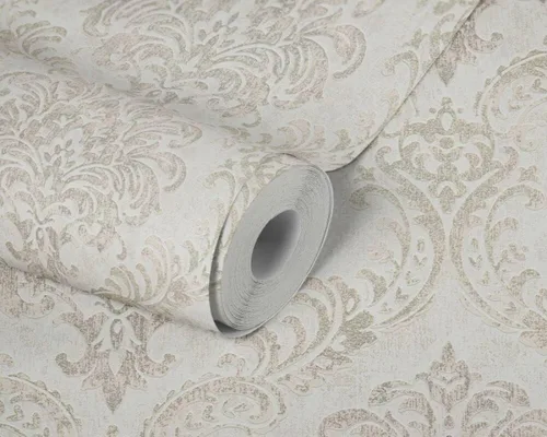 Miniatura 2 de CONCORD WALLCOVERINGS ™ Papel pintado moderno con textura, barroco, clásico, pared de vinilo, dorado, metálico, blanco, 21 pulgadas x 33 pies