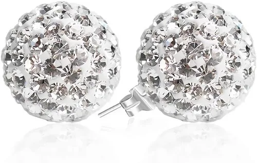 Miniatura 8 de Aretes de tuerca de plata fina 925 con bola de cristal 8 mm 10 mm