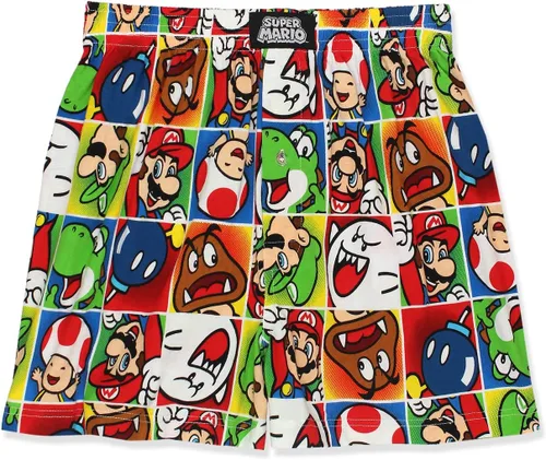 Super Mario Brothers - Pantalones cortos tipo bóxer con botones para hombre