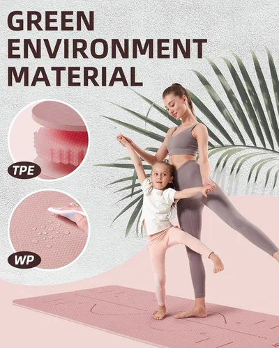 Miniatura 4 de YOTTOY Esterilla de Yoga, 72"x 32"x1/3" Extra Ancha Antideslizante para Ejercicio Fitness Yoga, Esterillas Ecológicas de TPE para Ejercicio
