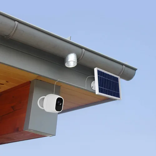 Miniatura 3 de iTODOS Panel solar compatible con cámaras Arlo Pro y Arlo Pro2, cable de alimentación de 11.8 pies y montaje ajustable (paquete de 2, plateado)