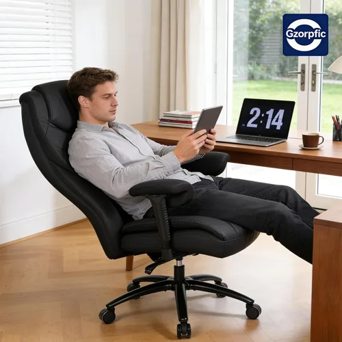 Miniatura 2 de Silla de escritorio de oficina grande y alta con reposabrazos de 5 posiciones, silla de oficina ejecutiva resistente de 650 libras, asiento extra