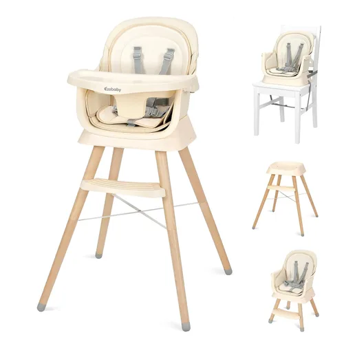 Miniatura 9 de Ezebaby Sillas altas 6 en 1 para bebés y niños pequeños, silla alta convertible para bebé y silla de bebé, silla alta de madera con almacenamiento