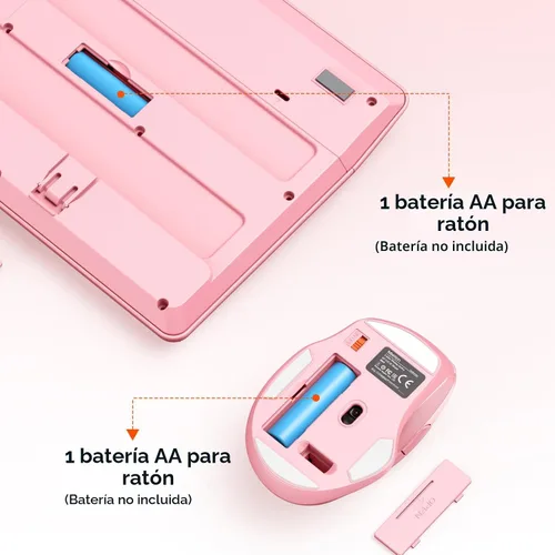 Miniatura 5 de MEETION Teclado y ratón inalámbricos, teclado inalámbrico de tamaño completo con reposa muñecas, ratón ajustable de 3 DPI, juego de teclado y ratón