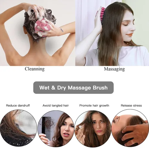Miniatura 6 de INNERNEED - Cepillo de champú para el cuero cabelludo con masajeador, limpiador manual para el cuero cabelludo para cabello húmedo y seco, cerdas