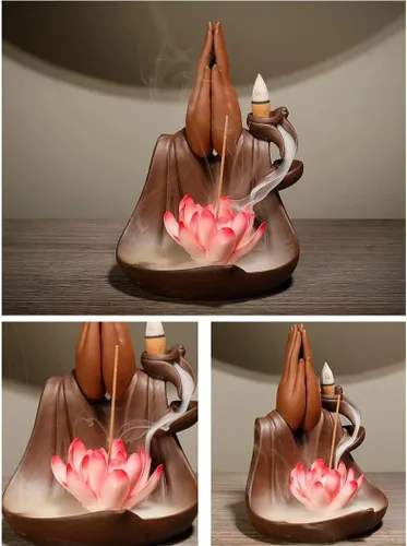 Miniatura 3 de Zen Ornaments - Quemadores de incienso de mano de Buda Retorno, soporte para quemador de incienso de estatua de loto, decoración del hogar