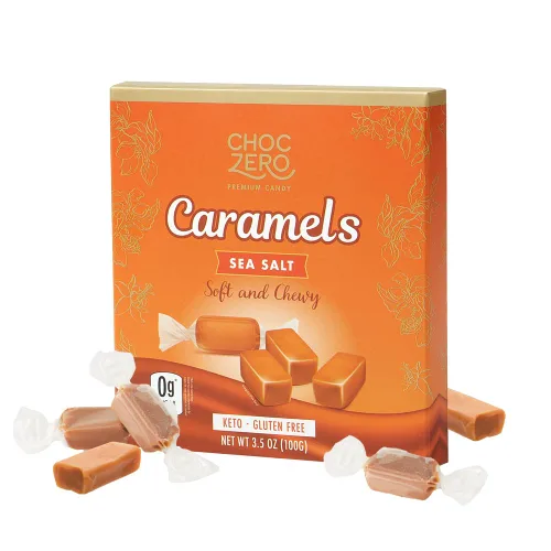 ChocZero Caramelos Sin Azúcar - Dulces Keto - Todo Natural, Suave y Masticable - Bocadillo Bajo en Carbohidratos (Caja de 3.5 Onzas)