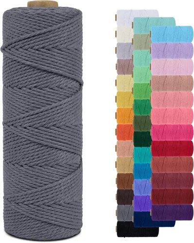Miniatura 29 de Cuerda de macramé de 0.079 in para 219 yardas, cuerda de algodón natural para manualidades, hilo de cuerda de macramé de colores para colgar