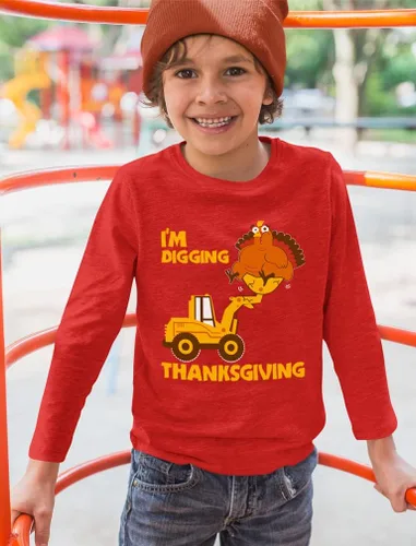Miniatura 4 de I'm Digging Thanksgiving - Sudadera de manga larga con diseño de tractor de pavo para niños pequeños