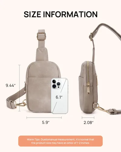 Miniatura 48 de Telena Riñonera pequeña para mujer, de cuero, cangureras, bolsa de pecho para mujer