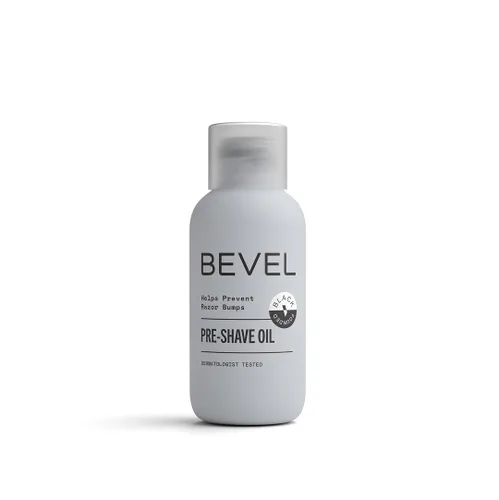Bevel Aceite para antes del afeitado para hombres con aceite de ricino, aceite de oliva y aceite de árbol de té, ayuda a suavizar el cabello y