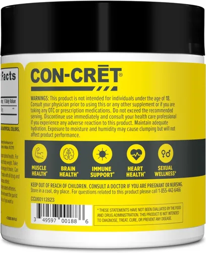 Miniatura 9 de CON-CRET Creatina HCl en polvo Apoyo para la energía muscular, cognitiva y celular Sin hinchazón ni calambres Fabricado en EE. UU.
