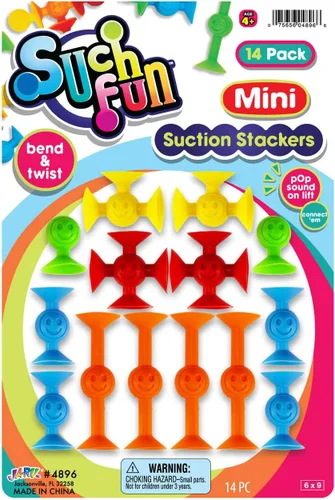 JA-RU Mini apiladores de succión (1 paquete, 14 piezas cada uno) - Juguetes coloridos con ventosa para niños de 4 a 8 años en adelante | Juguetes de