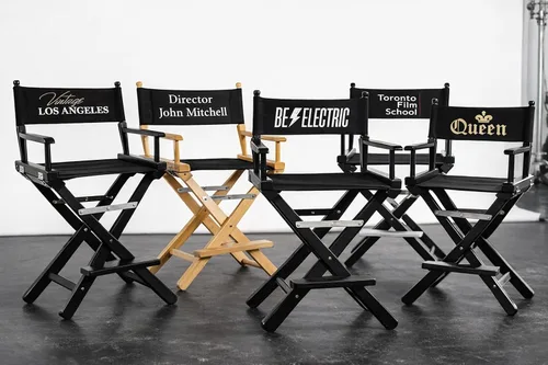 Miniatura 2 de Filmcraft Silla alta de director personalizada, acabado negro con lienzo negro personalizado, paquete profesional completo para cineastas