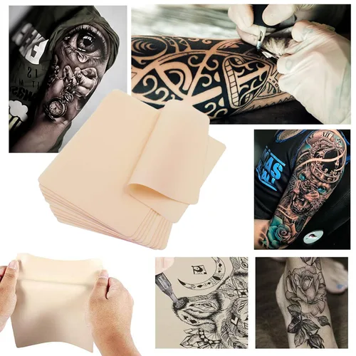 Miniatura 6 de 20 hojas de tatuajes falsos para práctica, doble cara, 86 piel falsa en blanco para artistas del tatuaje