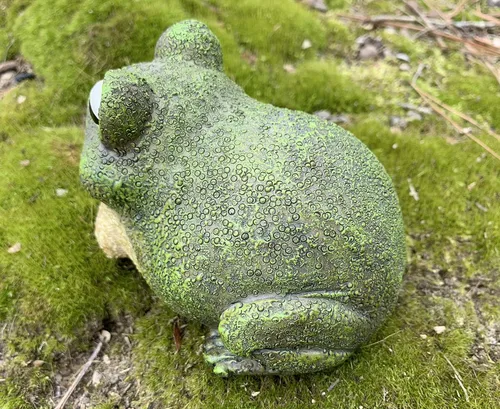 Miniatura 5 de Top Brass Figura gruesa para ocultar llaves de rana, bonita estatua de jardín de sapo con compartimento secreto, para interiores y exteriores