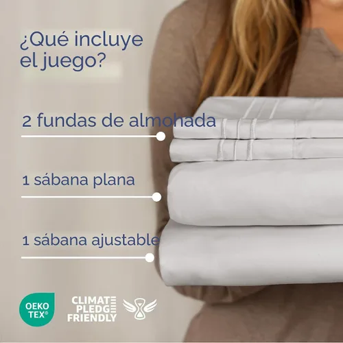 Miniatura 2 de Juego de sábanas de 4 piezas tamaño California King, cómodas, transpirables y refrescantes, sábanas de lujo de hotel para mujeres y hombres, 04