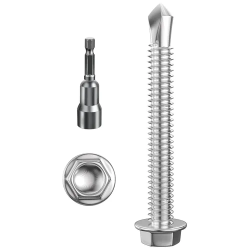 Miniatura 14 de Wensilon (250Pcs) #8×1" Tornillos autoperforantes de cabeza hexagonal con arandela, tornillos de acero inoxidable 410 para chapa metálica, tornillos