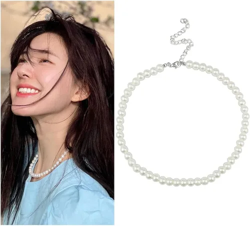 Miniatura 2 de Collar de perlas blancas para mujer, collar de perlas de imitación para niñas, gargantilla de perlas para mujeres y hombres, collar de novia